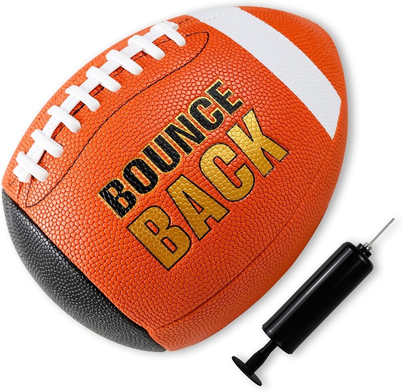 BOUNCEBACK Soft Leather Training Football, Youth Size & Official Size, Fatherless PU PassCatch Solo Enhancing Passing Catching(with Pump) - Image 1